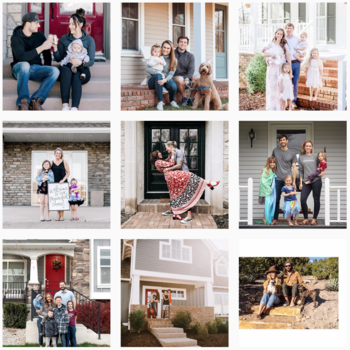 Are front porch photo sessions dangerous in the current climate? A collage of front porch photo sessions.