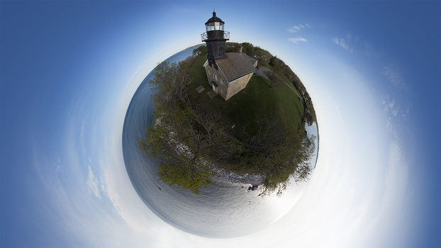 An aerial 360 of the Old Field Point Lighthouse in New York. I took this photo while my daughter was sleeping in the car next to me in a matter of ten minutes. An aerial 360 of the Old Field Point Lighthouse in New York. I took this photo while my daughter was sleeping in the car next to me in a matter of ten minutes.