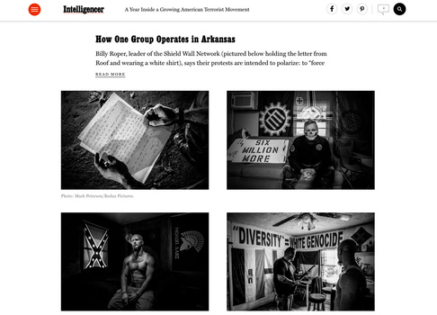 A screenshot of the piece published by New York Magazine featuring photographs by Mark Peterson. A screenshot of the piece published by New York Magazine featuring photographs by Mark Peterson.