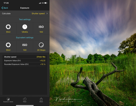 Just use the calculator as a guideline. You don't have to use the exact exposure time when you are using this filter. Butl I used the exact calculated exposure for this image. (Canon EOS 5D4 + EF16-35mm @ 16mm, ISO200, f/8, 1636 seconds)