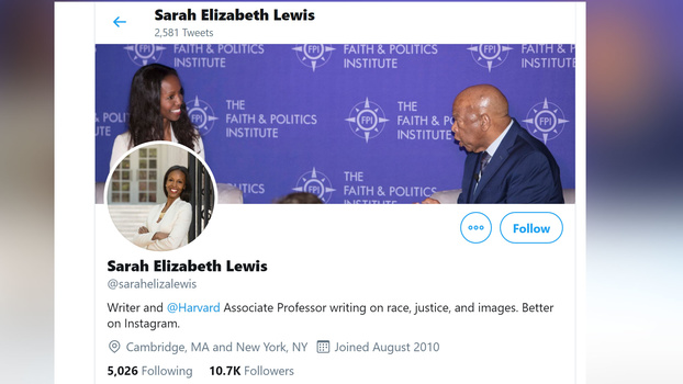 Sarah Lewis twitter screenshot Sarah Lewis screenshot of her twitter