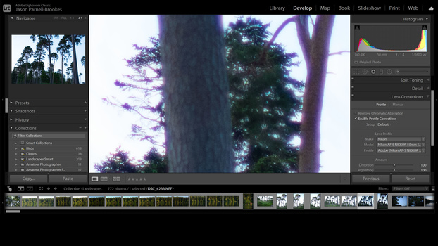 Capture d'écran Activer les Corrections de profil de Lightroom