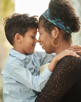 A backlit mother and son photo A backlit mother and son photo