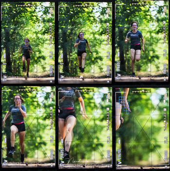 A couple of images of the screen, showing the face AF in action. The moment the face disappears, the normal AF takes over.