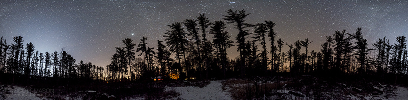 a panorama with trees and stars