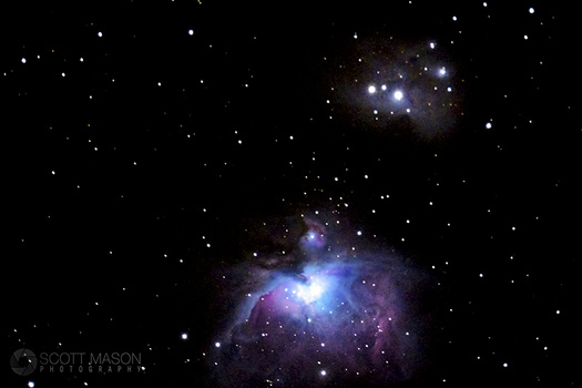 M42 Orion nebula through a telescope