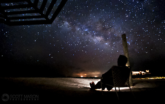 stargazing on a beach