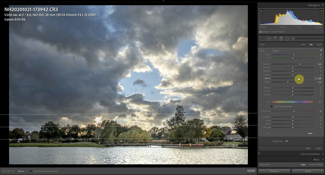 By adding local adjustments it is possible to add a nice local contrast to the image. Use gradient masks or adjustment brushes.