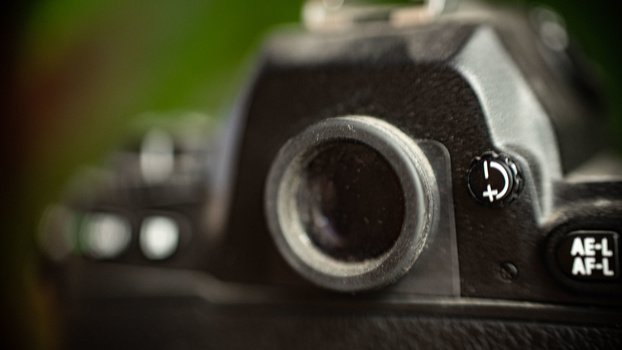 Optical viewfinder on film camera Optical viewfinder on Nikon film camera