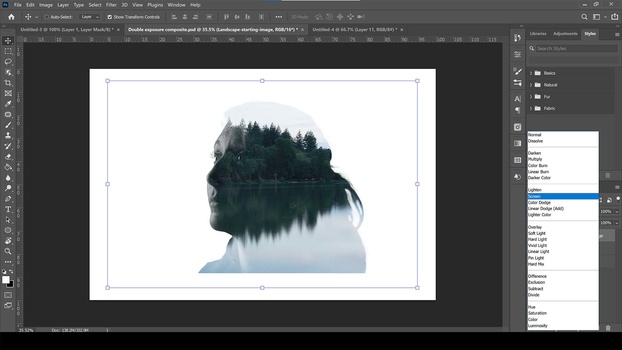 Change blending mode Change blending mode of new image to screen