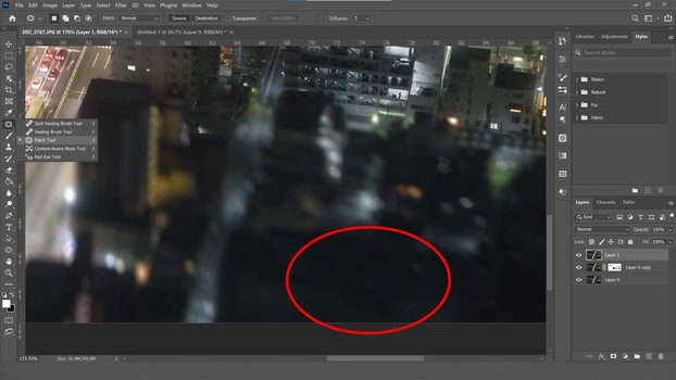 Use the patch tool Use the patch tool to remove edge distractions