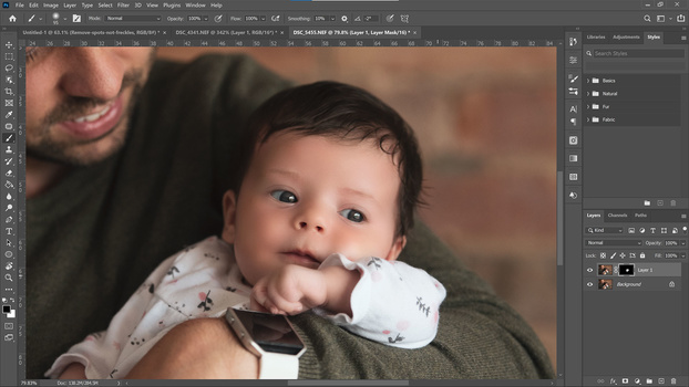 Softening baby skin Softening baby skin in portraits