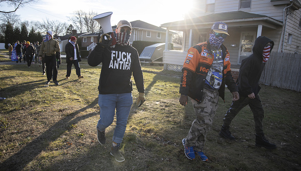 Counter protesters at the "LI Unite Against White Supremacy" rally in Wantagh, New York on Saturday, Jan. 9, 2021. Counter protesters at the "LI Unite Against White Supremacy" rally in Wantagh, New York on Saturday, Jan. 9, 2021.