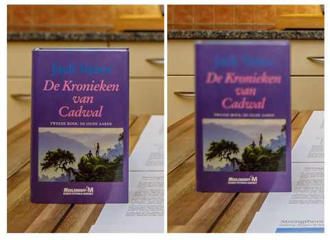 In a normal situation the plane of focus is vertical, just like the sensor orientation. But with tilt the top of the book cover is completely out of focus.