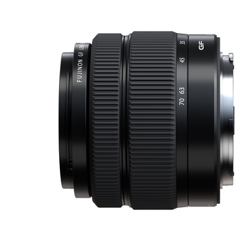 Fujifilm XF 18-55mm f/2.8-4 OIS lens shown from the front against a white background.