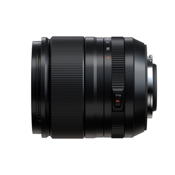 Black telephoto zoom lens with ribbed barrel and manual focus ring, shown in profile against white background.