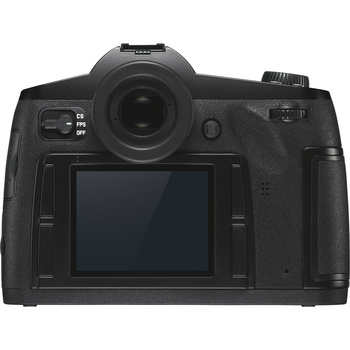Rear view of a professional mirrorless camera with articulating LCD screen displayed.
