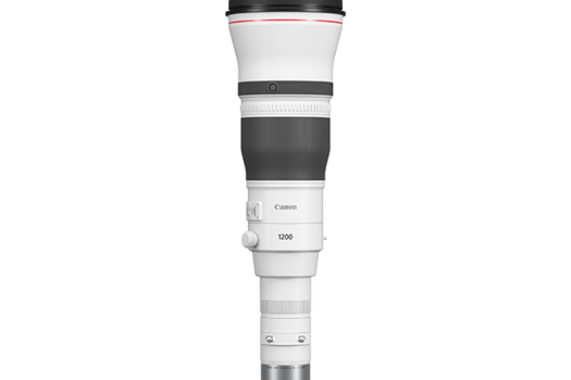 Canon EF 1200mm telephoto lens shown in full length against white background.