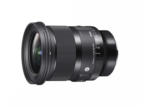 Sigma 16mm f/2.8 DN Art prime lens with black barrel and focus ring against white background.