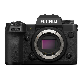 Fujifilm X-H2S mirrorless camera body with exposed sensor and mirror box.