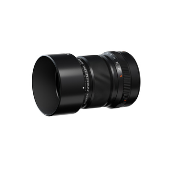 Black telephoto lens with focus ring and depth-of-field markings visible on barrel.