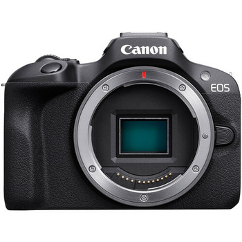 Canon EOS R5 mirrorless camera body showing sensor and mount from front view.