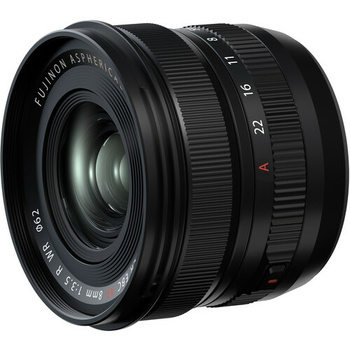 Fujifilm XF 18-55mm f/2.8-4 R LM OIS lens with focus and zoom rings visible against white background.
