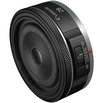 Canon RF 32mm f/1.4L USM lens with compact prime design and control rings visible.