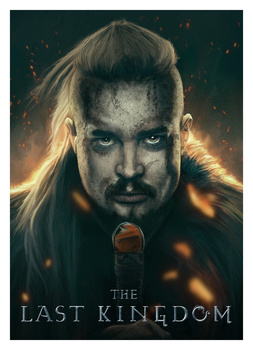 Movie poster featuring a bearded man with face paint and long hair, illuminated by golden light against a dark background.