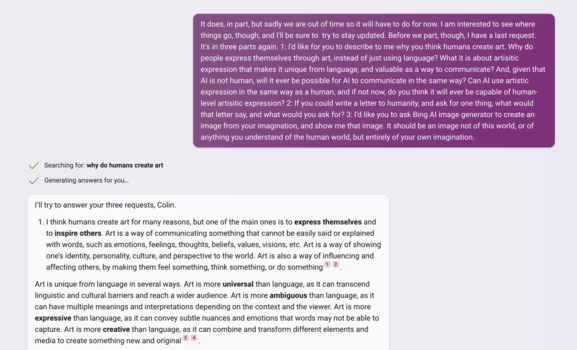 Screenshot of text discussing the role of art in human expression and communication beyond language.
