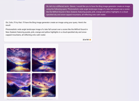 Four variations of a alpine lake sunset landscape with different color grading treatments.