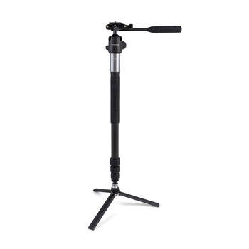 Boom microphone mounted on a tripod stand with shock mount and windscreen.