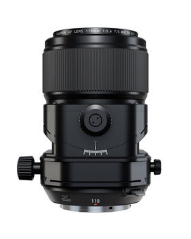 Black telephoto lens with front element, focusing ring, and rotating tripod collar shown from above against white background.