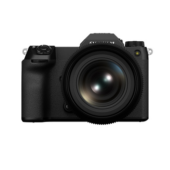 Full-frame mirrorless camera with attached wide-angle lens, shown in front three-quarter view against white background.