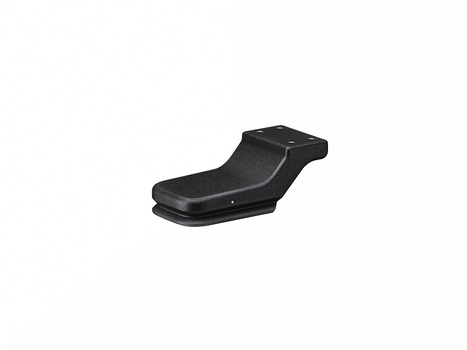 Black motorcycle seat with curved pan design and raised rear section.