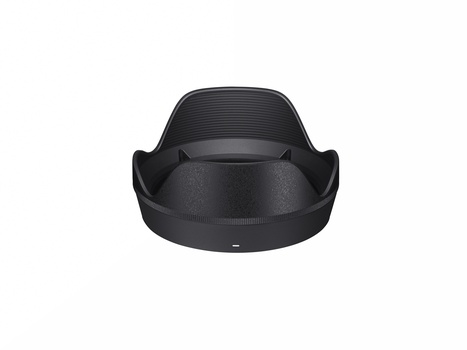 Black lens hood with curved petals and ribbed interior surface, shown against white background.