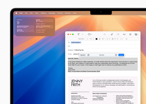 Screenshot of an email client displaying a portfolio website design with gradient orange and blue background.