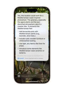 Screenshot of design tips for a Mediterranean-style outdoor garden space displayed on a smartphone.