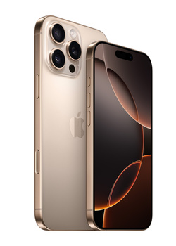 Two smartphones displayed side-by-side showing rear and front views with triple-lens camera system and edge-to-edge display.