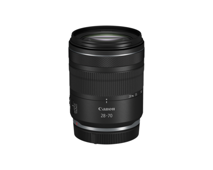 Canon RF 28-70mm f/2.8 IS STM lens with black barrel and RF mount.