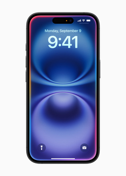 Screenshot of a smartphone displaying a lock screen with the time 9:41 and an abstract blue spherical wallpaper.