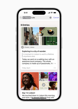 Screenshot of a travel photography community feed on a smartphone displaying multiple image tiles and article previews.