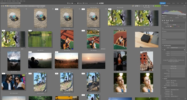 Screenshot of Adobe Lightroom library view displaying a grid of photographs organized by contact sheets.