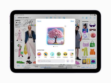 Screenshot of a digital design application showing mood board creation with fashion imagery, color swatches, and styling suggestions.
