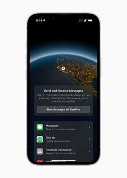 Screenshot of smartphone interface showing Earth from space with messaging and accessibility feature options.