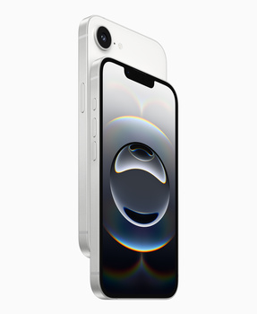 White smartphone shown at an angle with a circular ripple effect displayed on its screen.