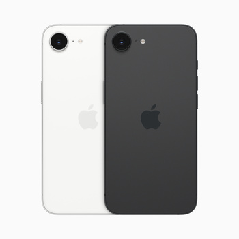 Two smartphones displayed side-by-side showing white and black color variants with single rear cameras.