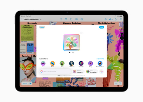 Screenshot of a design platform displaying a colorful flower illustration with user avatars and project navigation elements.