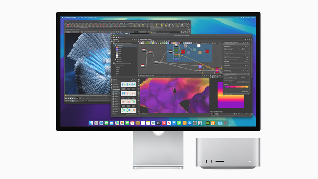 Screenshot of 3D rendering and visual effects software displaying a colorful abstract scene with thermal imaging and color grading tools.
