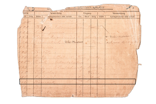 Vintage German document form with printed grid columns and handwritten entries in faded ink.